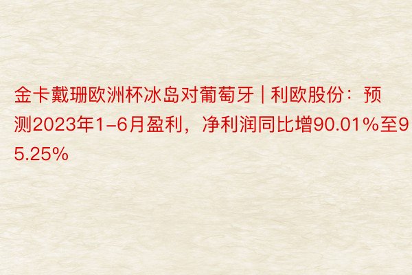 金卡戴珊欧洲杯冰岛对葡萄牙 | 利欧股份：预测2023年1-6月盈利，净利润同比增90.01%至95.25%