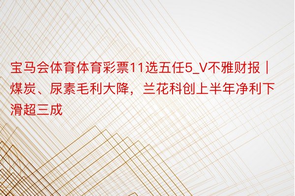 宝马会体育体育彩票11选五任5_V不雅财报｜煤炭、尿素毛利大降，兰花科创上半年净利下滑超三成