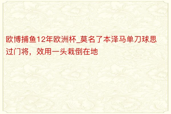 欧博捕鱼12年欧洲杯_莫名了本泽马单刀球思过门将，效用一头栽倒在地