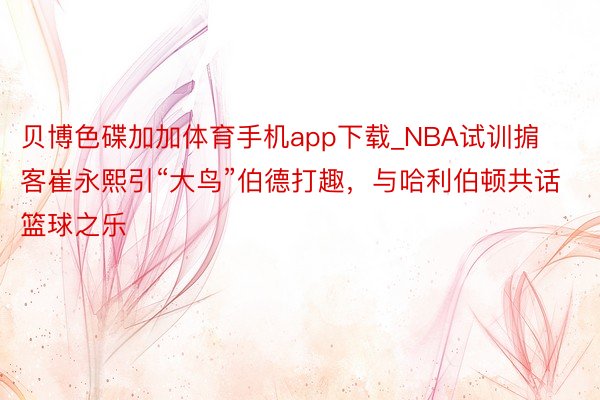 贝博色碟加加体育手机app下载_NBA试训掮客崔永熙引“大鸟”伯德打趣，与哈利伯顿共话篮球之乐