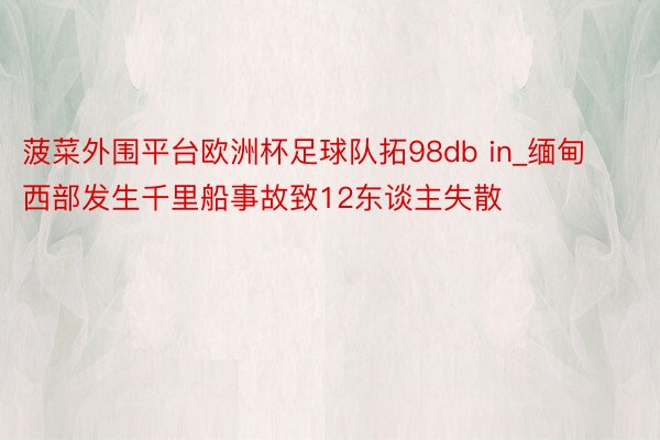 菠菜外围平台欧洲杯足球队拓98db in_缅甸西部发生千里船事故致12东谈主失散