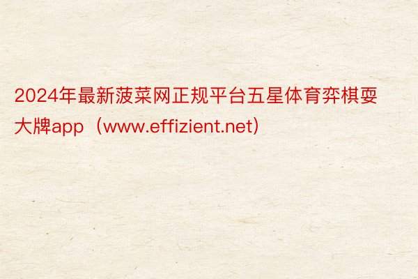 2024年最新菠菜网正规平台五星体育弈棋耍大牌app（www.effizient.net）